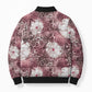 African Leopard Floral Pattern Bomber Puffer Jacket Sunset Mauve