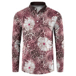 African Leopard Floral Pattern Button Sweatshirt Sunset Mauve
