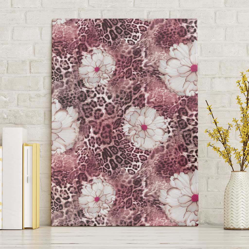 African Leopard Floral Pattern Canvas Wall Art Sunset Mauve