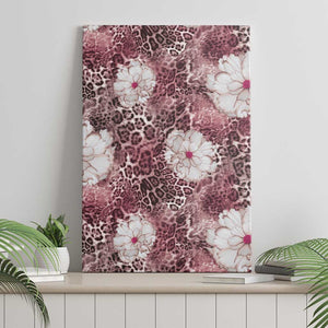 African Leopard Floral Pattern Canvas Wall Art Sunset Mauve