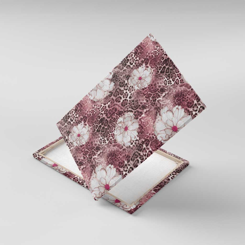 African Leopard Floral Pattern Canvas Wall Art Sunset Mauve