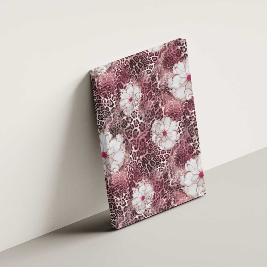African Leopard Floral Pattern Canvas Wall Art Sunset Mauve