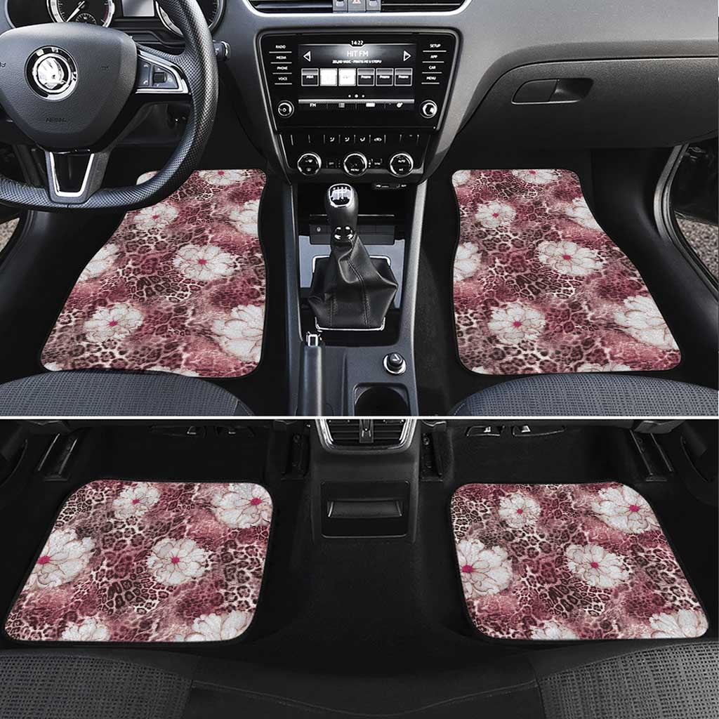 African Leopard Floral Pattern Car Mats Sunset Mauve