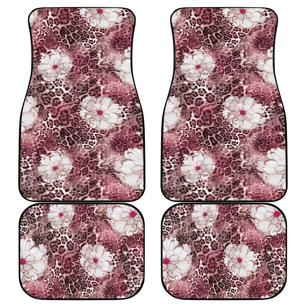 African Leopard Floral Pattern Car Mats Sunset Mauve