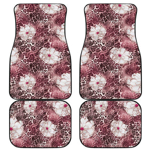 African Leopard Floral Pattern Car Mats Sunset Mauve