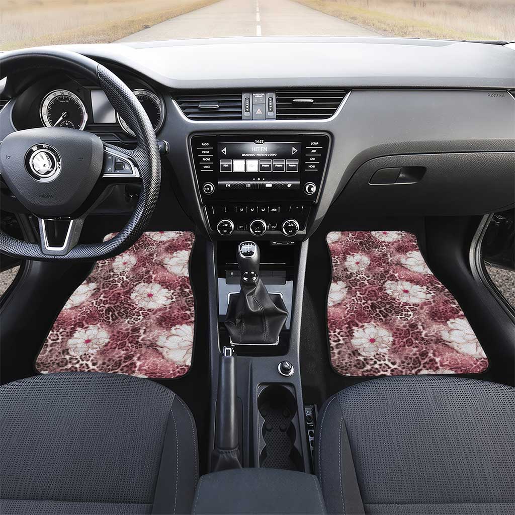 African Leopard Floral Pattern Car Mats Sunset Mauve