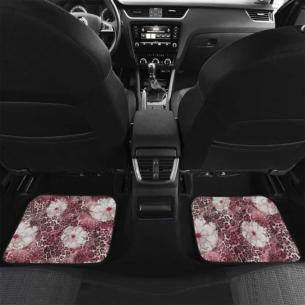 African Leopard Floral Pattern Car Mats Sunset Mauve