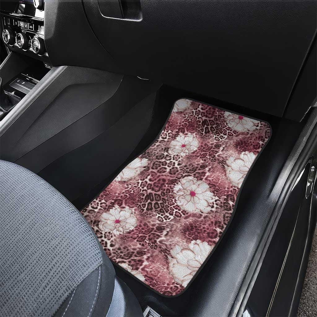 African Leopard Floral Pattern Car Mats Sunset Mauve