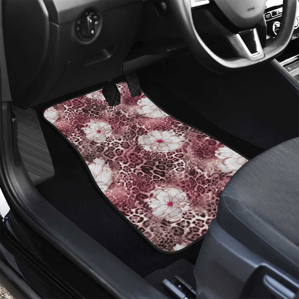 African Leopard Floral Pattern Car Mats Sunset Mauve