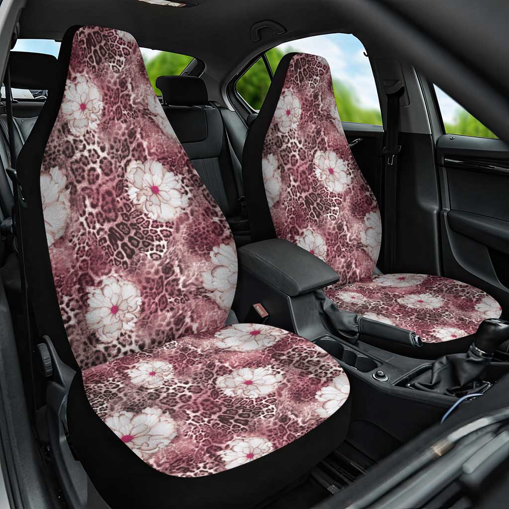 African Leopard Floral Pattern Car Seat Cover Sunset Mauve