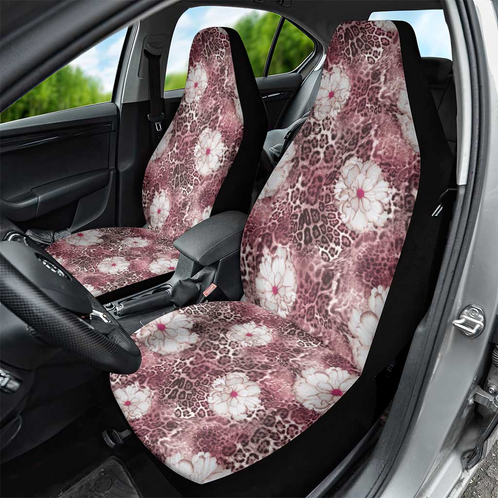 African Leopard Floral Pattern Car Seat Cover Sunset Mauve