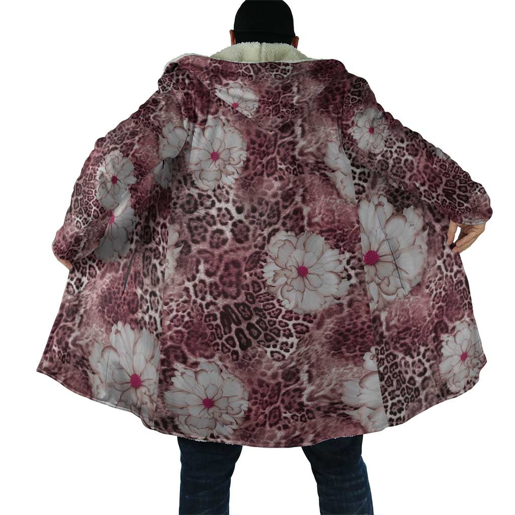 African Leopard Floral Pattern Cloak Sunset Mauve