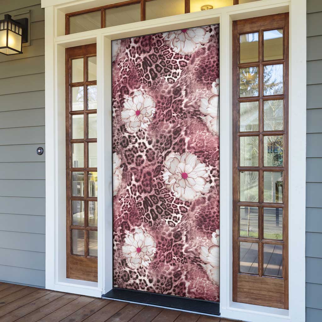African Leopard Floral Pattern Door Cover Sunset Mauve
