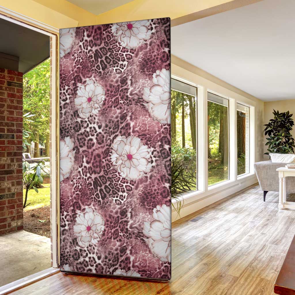 African Leopard Floral Pattern Door Cover Sunset Mauve