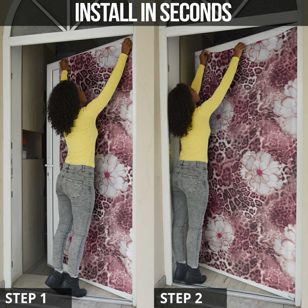 African Leopard Floral Pattern Door Cover Sunset Mauve