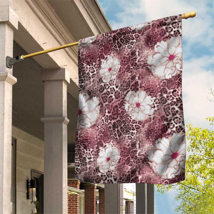 African Leopard Floral Pattern Garden Flag Sunset Mauve