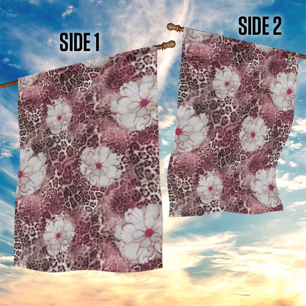 African Leopard Floral Pattern Garden Flag Sunset Mauve