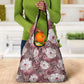 African Leopard Floral Pattern Grocery Bag Sunset Mauve