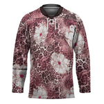 African Leopard Floral Pattern Hockey Jersey Sunset Mauve