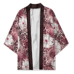 African Leopard Floral Pattern Kimono Sunset Mauve