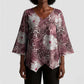 African Leopard Floral Pattern Kimono Sleeve Blouse Sunset Mauve