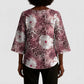 African Leopard Floral Pattern Kimono Sleeve Blouse Sunset Mauve
