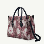African Leopard Floral Pattern Leather Bag Sunset Mauve