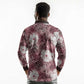 African Leopard Floral Pattern Long Sleeve Polo Shirt Sunset Mauve