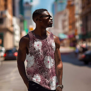 African Leopard Floral Pattern Men Tank Top Sunset Mauve