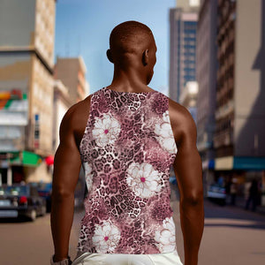 African Leopard Floral Pattern Men Tank Top Sunset Mauve