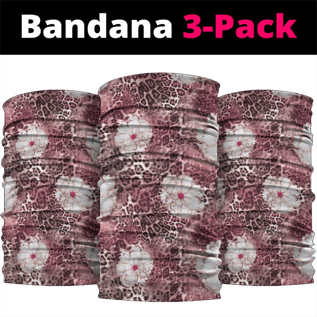 African Leopard Floral Pattern Neck Gaiter Sunset Mauve