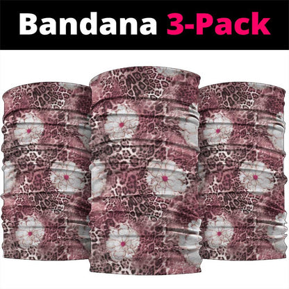 African Leopard Floral Pattern Neck Gaiter Sunset Mauve