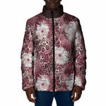 African Leopard Floral Pattern Padded Jacket Sunset Mauve