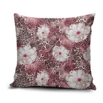 African Leopard Floral Pattern Pillow Cover Sunset Mauve