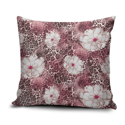 African Leopard Floral Pattern Pillow Cover Sunset Mauve