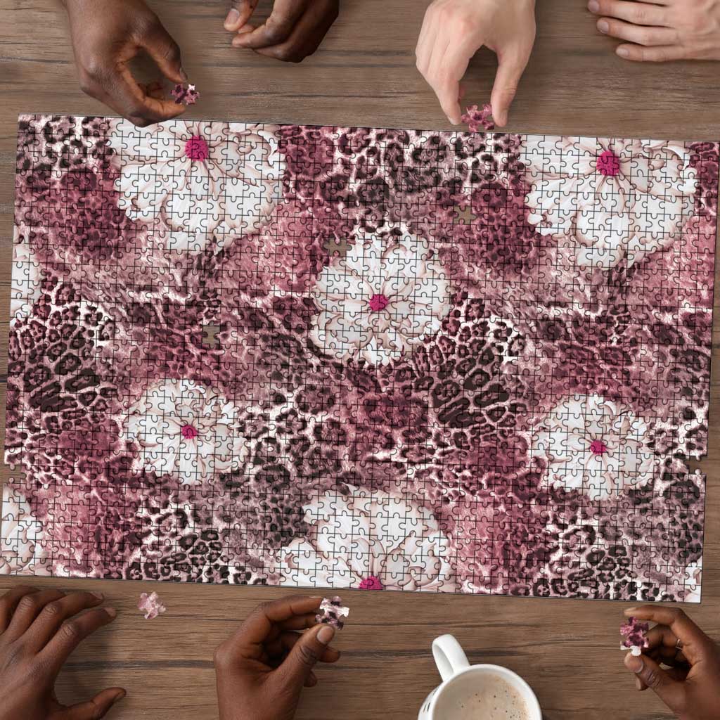 African Leopard Floral Pattern Puzzle Sunset Mauve