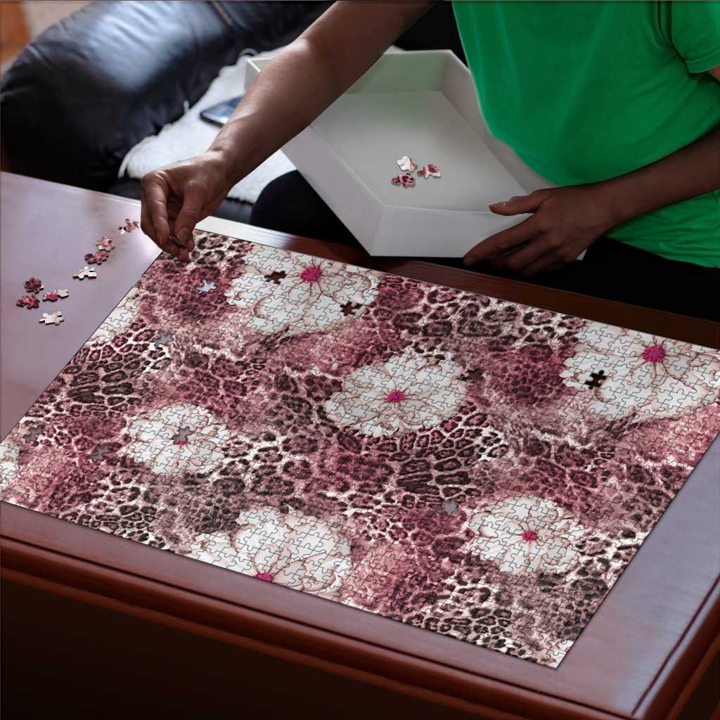 African Leopard Floral Pattern Puzzle Sunset Mauve