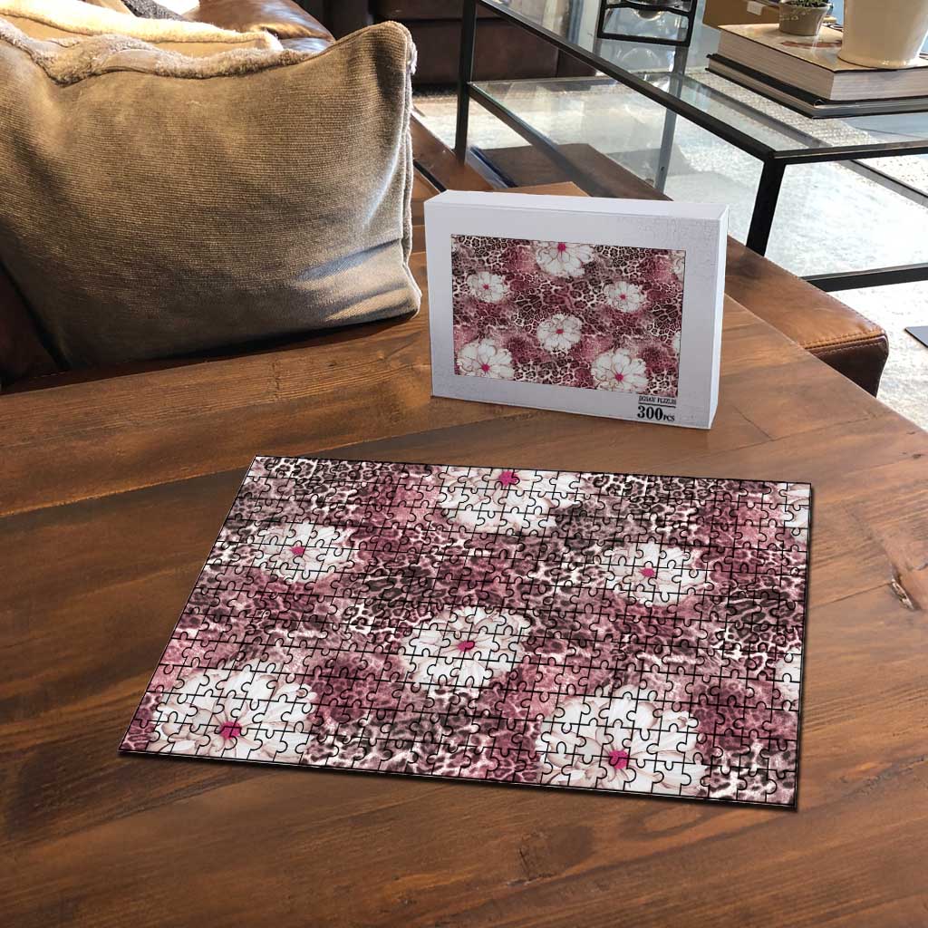 African Leopard Floral Pattern Puzzle Sunset Mauve