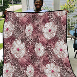 African Leopard Floral Pattern Quilt Sunset Mauve