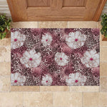 African Leopard Floral Pattern Rubber Doormat Sunset Mauve