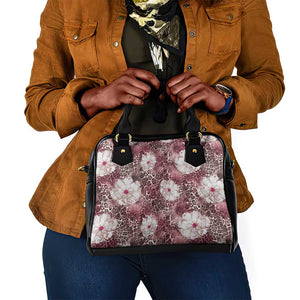 African Leopard Floral Pattern Shoulder Handbag Sunset Mauve