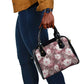 African Leopard Floral Pattern Shoulder Handbag Sunset Mauve