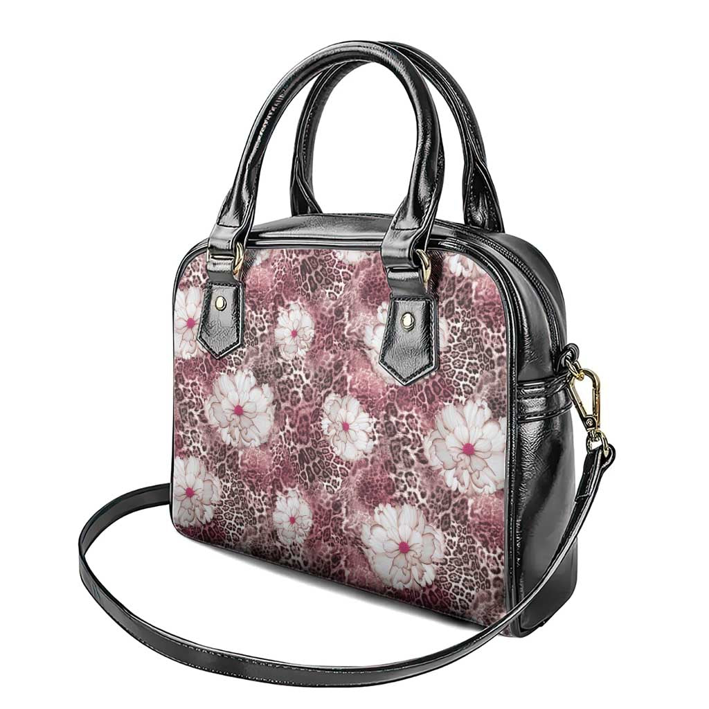 African Leopard Floral Pattern Shoulder Handbag Sunset Mauve