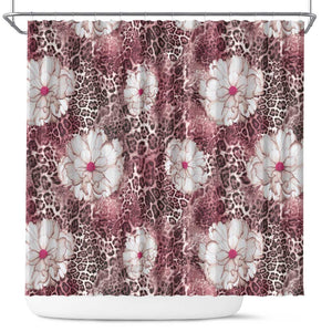 African Leopard Floral Pattern Shower Curtain Sunset Mauve