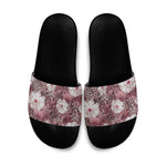 African Leopard Floral Pattern Slide Sandals Sunset Mauve