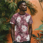 African Leopard Floral Pattern T shirt Sunset Mauve