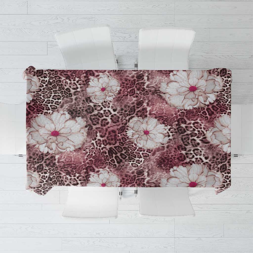 African Leopard Floral Pattern Tablecloth Sunset Mauve