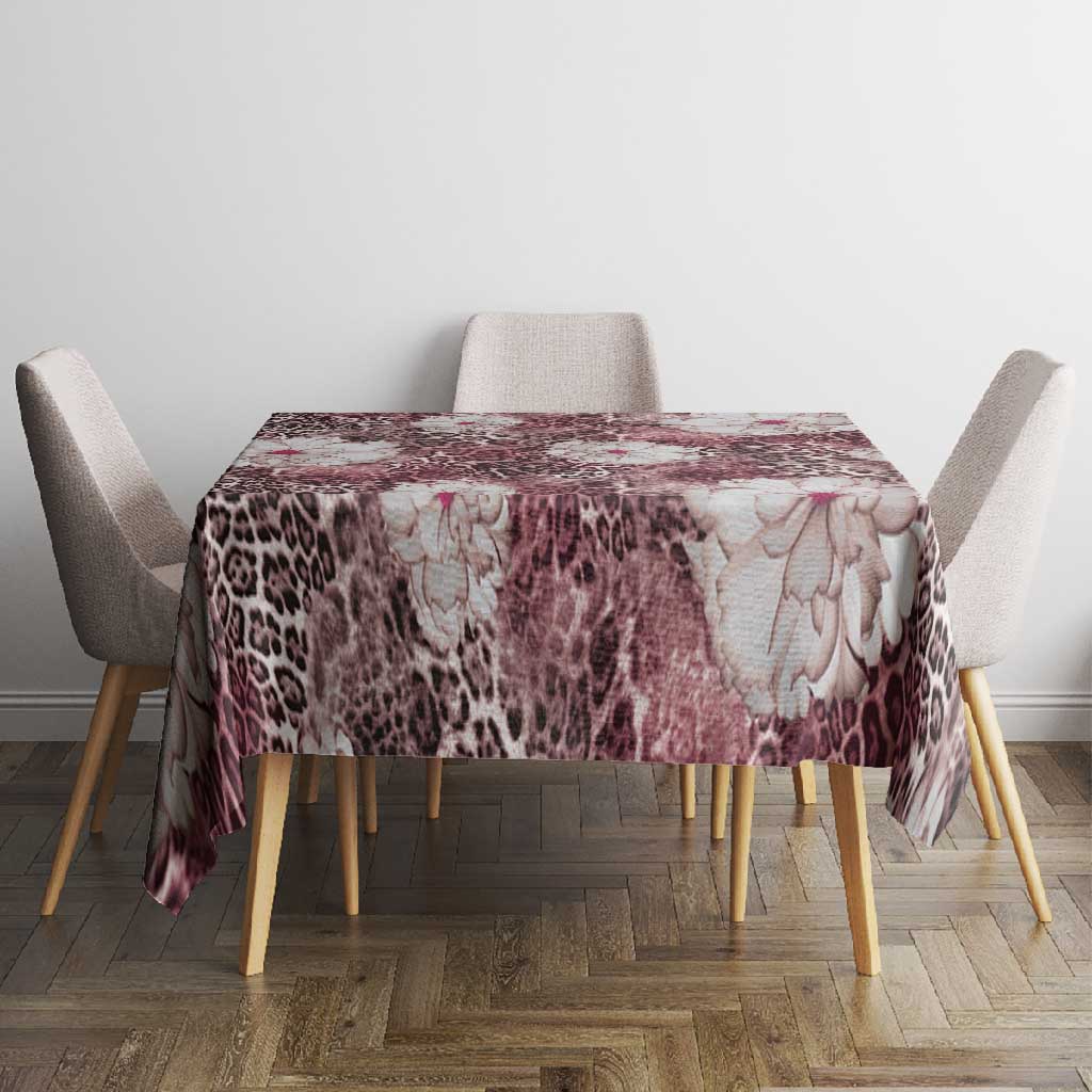 African Leopard Floral Pattern Tablecloth Sunset Mauve