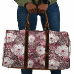 African Leopard Floral Pattern Travel Bag Sunset Mauve