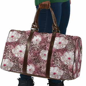 African Leopard Floral Pattern Travel Bag Sunset Mauve
